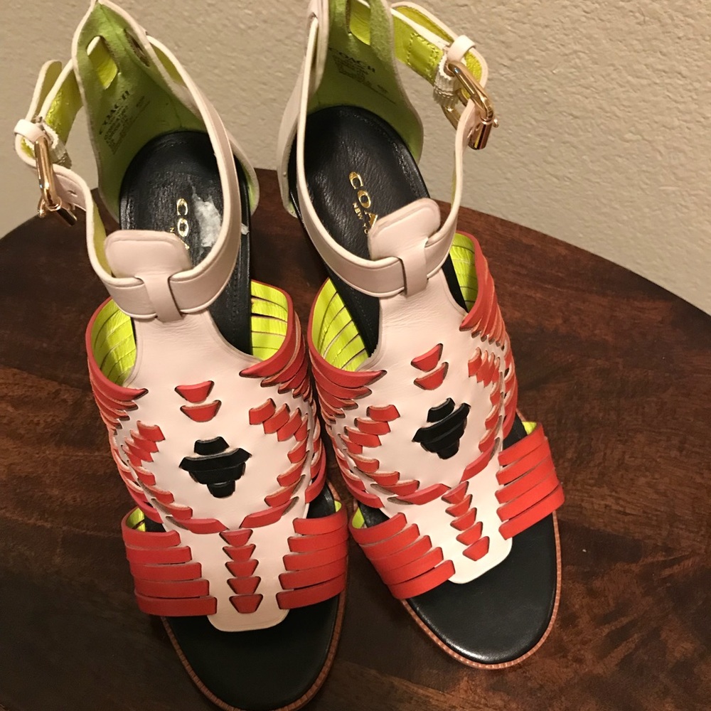 Coach multi- color leather heels